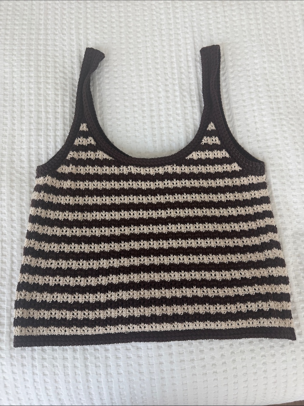 Madewell Striped Crochet Tank - Black & Cream